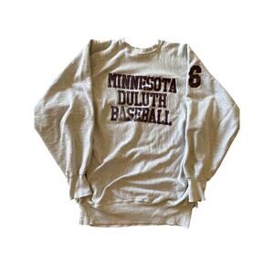 Vtg Minnesota Duluth Baseball Champion Reverse Weave Heather Gray XXL Crewneck